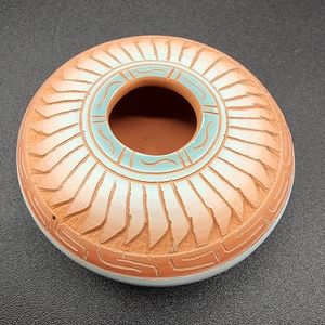Native American Small Navajo Etched Pottery signed Michael Charlie